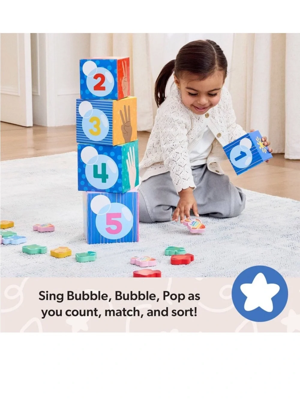 Melissa & Doug Ms. Rachel Sort & Count Nesting & Stacking Blocks w/ Wooden Fish
